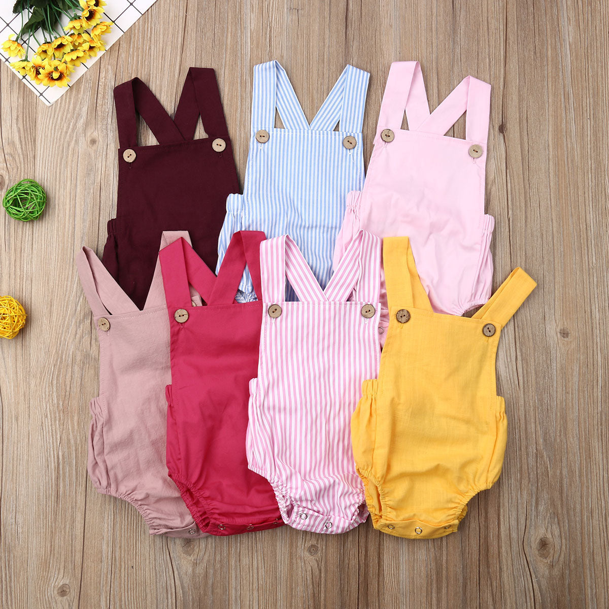 Baby Cotton Sleeveless Bodysuit – Summer Stripes & Solids, 3M–3Y