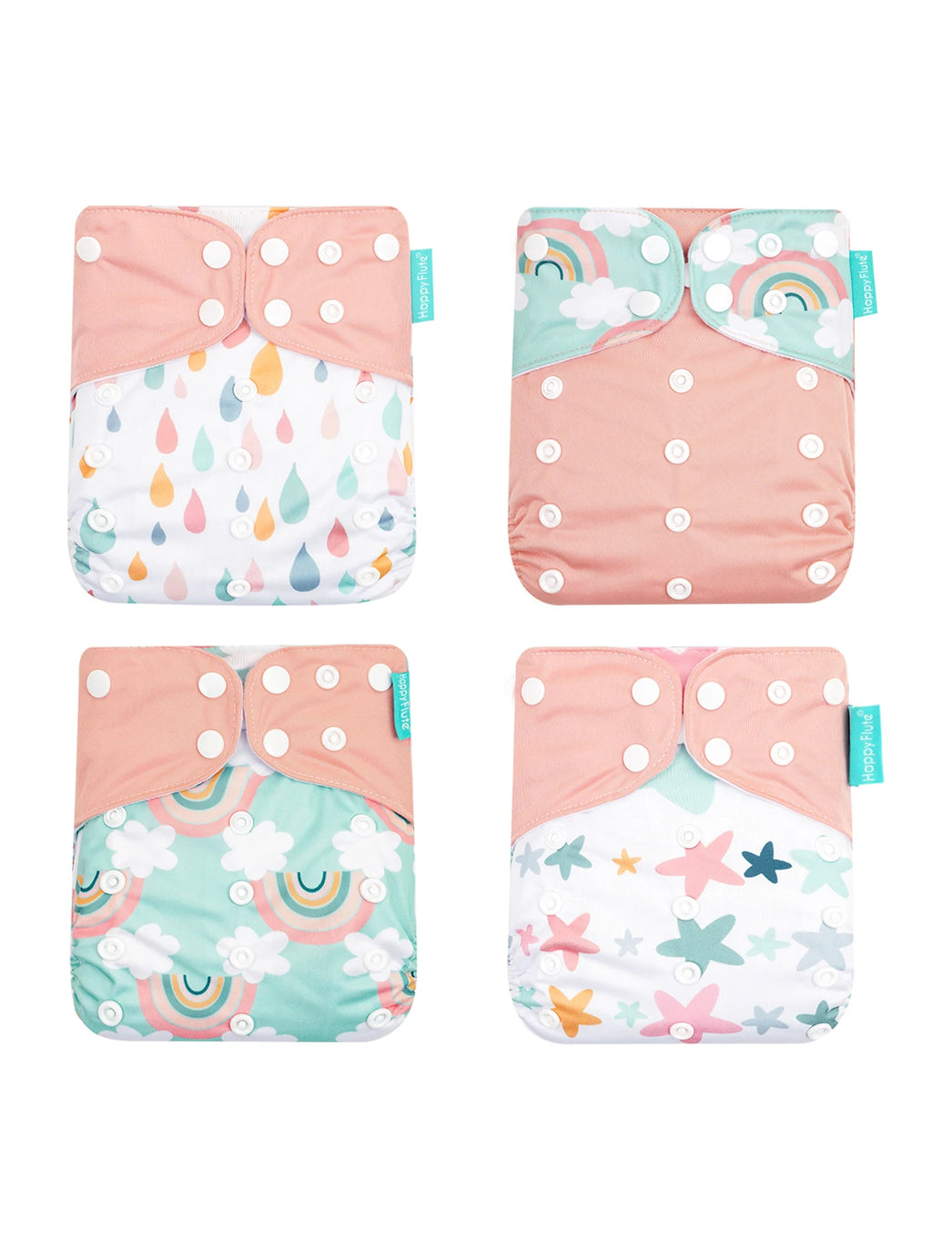Happyflute 4Pcs/Set Eco-Friendly Cloth Diaper Ecological Reusable Baby Diapers