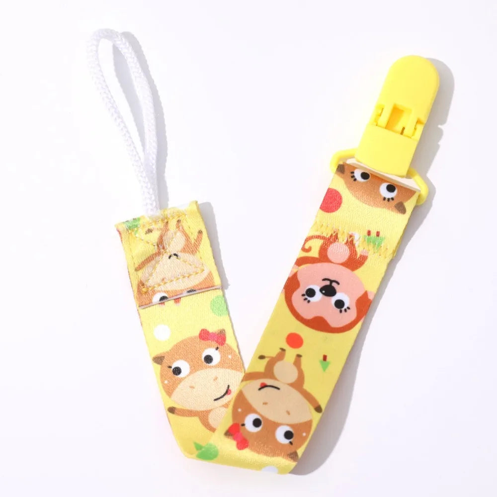 Cute Cartoon Baby Pacifier Clips Ribbon Adjustable Dummy Clip Anti-drop Buckle Strap Fixed Button Pacifier Chain