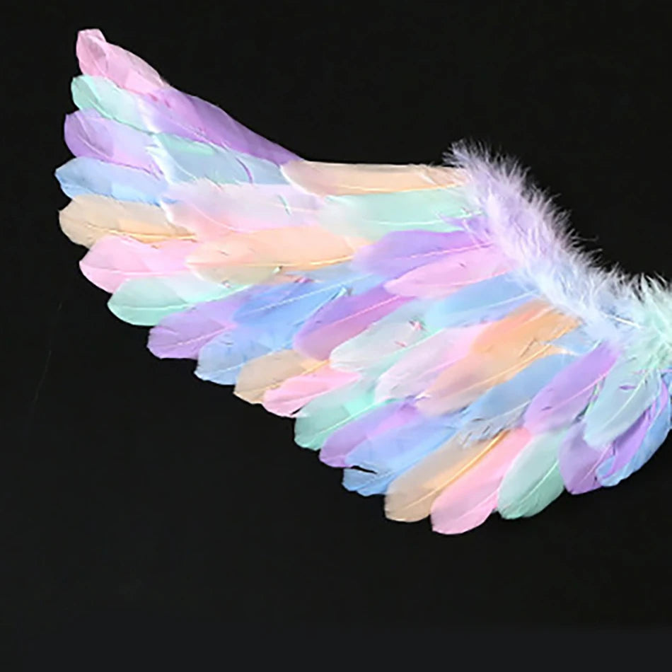 Faux Feather Angel Wings Costume Props Children Halloween Carnival Cosplay Devil Wings Black White Stage Performance Accessories