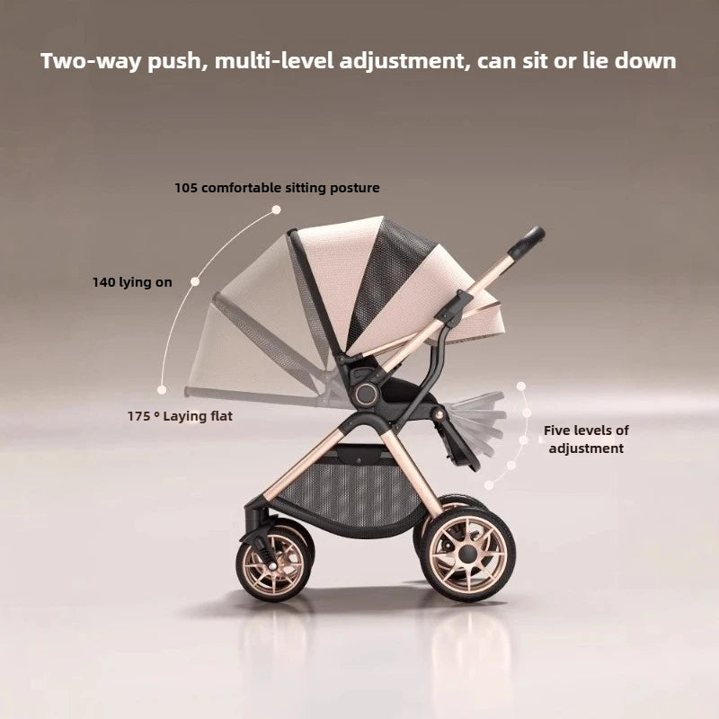 2025 New High-view Baby Stroller Can Sit or Lie Down Two-way Push, Lightweight, Foldable and Portable Baby Stroller