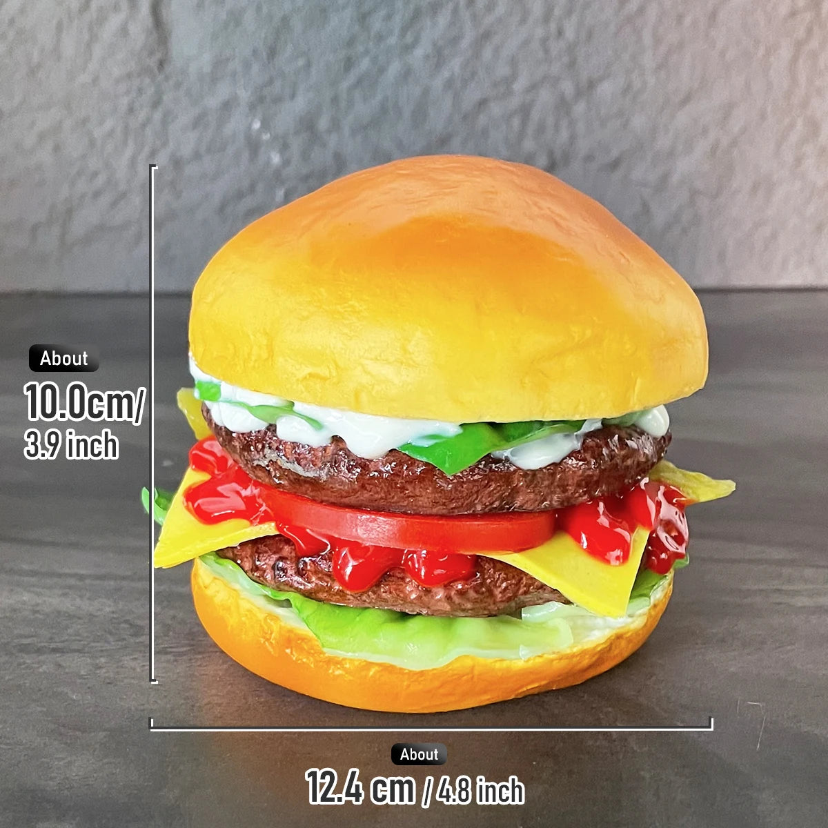 Realistic Fake Hamburger Model PU Material Food Display Prop (1PC) for Photography Decoration Restaurant Window Display Party