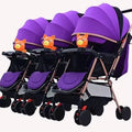 3 Baby Stroller With Rubber Wheel, Foldable Triplets Strollers