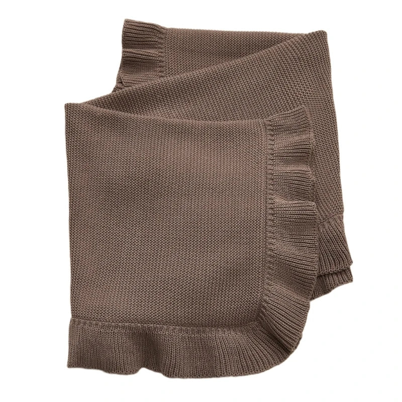 Cotton Knitted Baby Blanket Swaddle Wrap For Newborns Unisex Towel With Ruffle Decors Crib Quilt