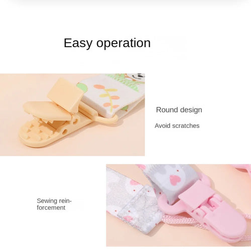 Cartoon Style Baby Pacifier Clip Chain With Adjustable Anti Drop Buckle And Durable Polyester ABS Clip