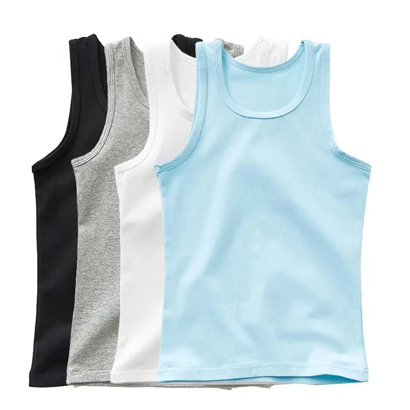 Kids Sleeveless Tank Top – Solid Colours, 3–14 Years