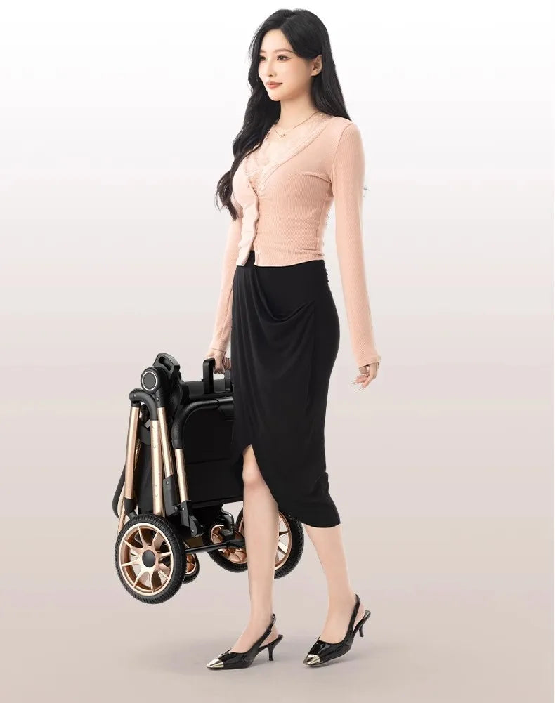 2025 New High-view Baby Stroller Can Sit or Lie Down Two-way Push, Lightweight, Foldable and Portable Baby Stroller