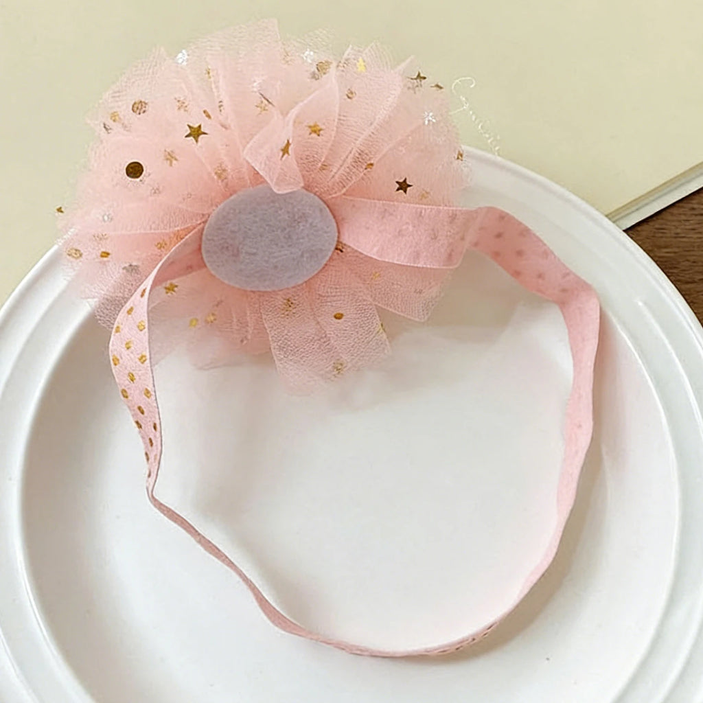 Sweet Cute Baby Hairbands Girls Princess Glitter Crown Headwear Lace Mesh Gauze Party Elastic Headbands Kids Hair Accessories
