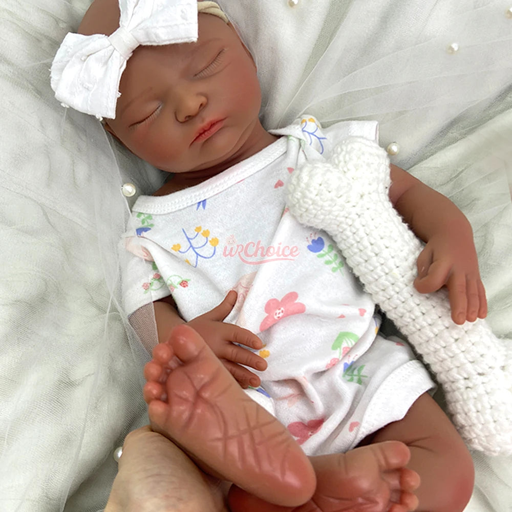Newborn Silicone Baby Doll Full Body Weighted Hand Painted Reborn Doll Closed Eyes Lifelike Girl Collectibles DIY Reborne Artist