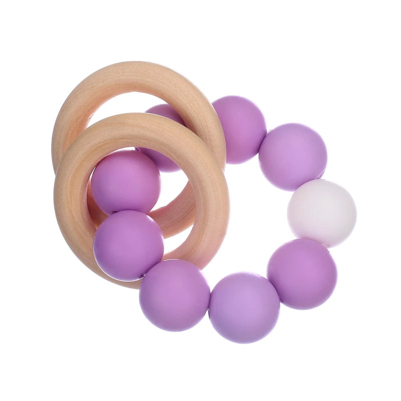 Wearable Teether Bracelet Wooden and Silicone Multicolour BPA Free