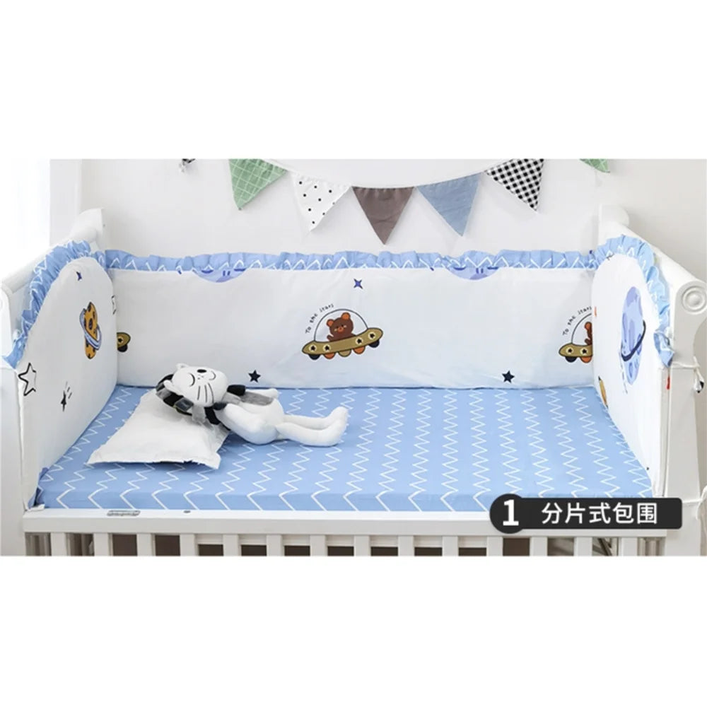 5Pcs Cotton baby Cot bedding set Crib Fitted Sheet Cot Bedlinen newborn Wholesale (4Bumpers+Sheet)