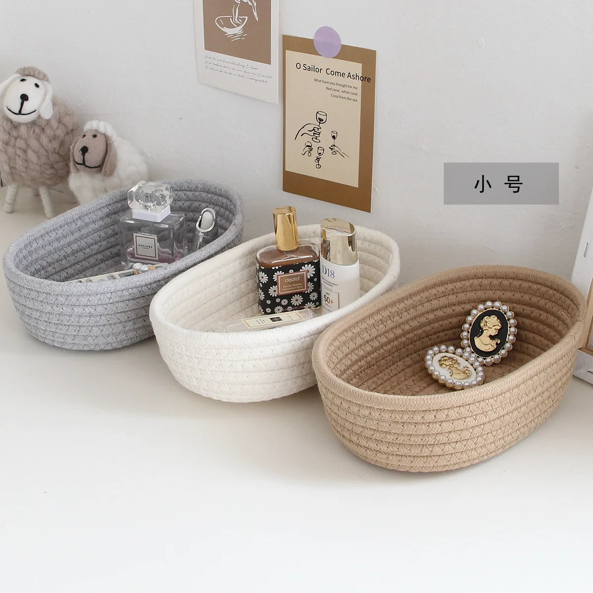 1PCS Nordic Cotton Rope Storage Baskets Woven Desktop Sundries Kids Toys Organizer Box Baby Dirty Clothes Laundry Basket Hamper