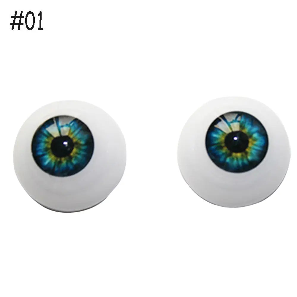 Realistic Half Round Doll Eyes Acrylic Grey and Brown Flat Back
