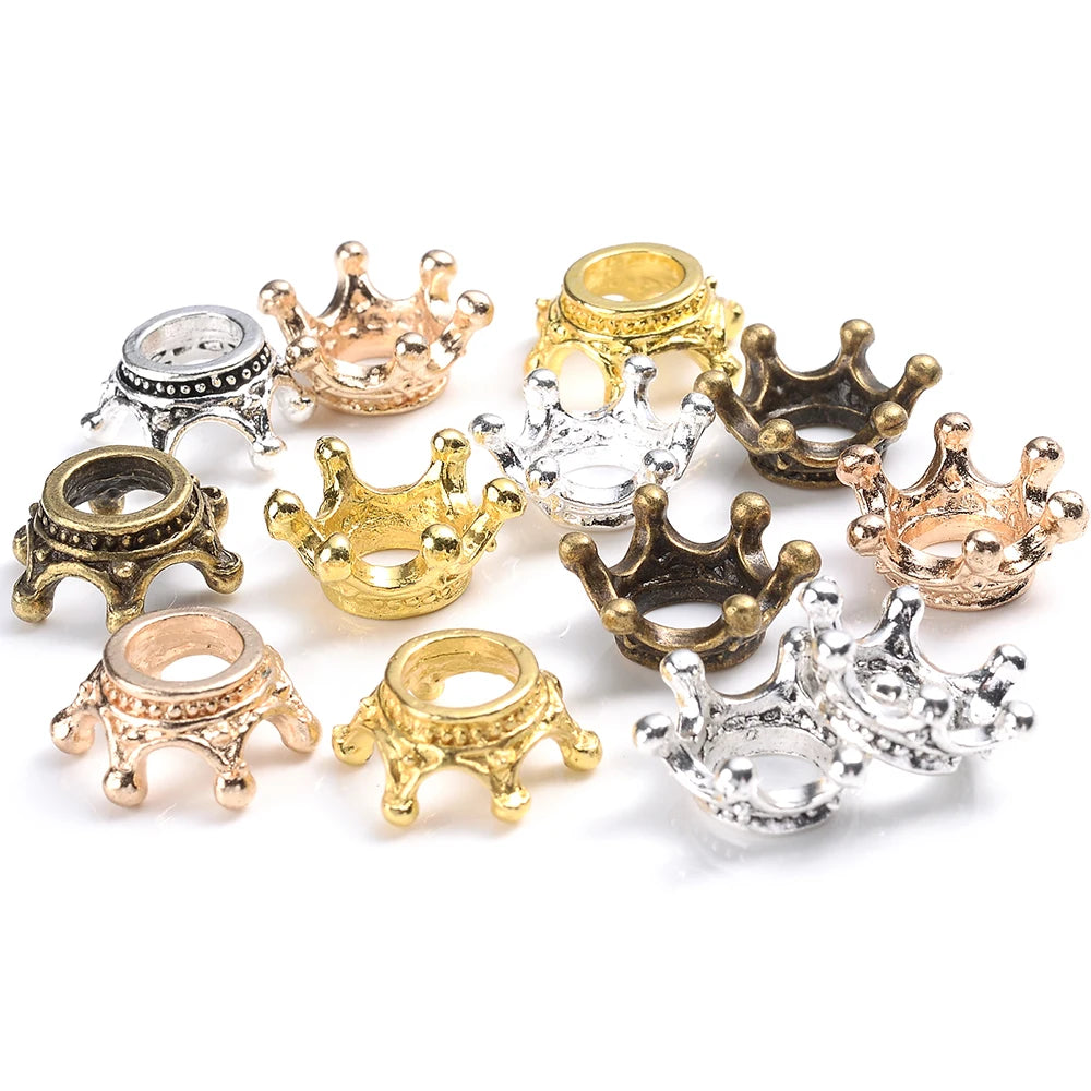 Crown Shape End Bead Caps For Jewelry DIY Bracelets 6x9mm 12mm Gold Silver Plated
