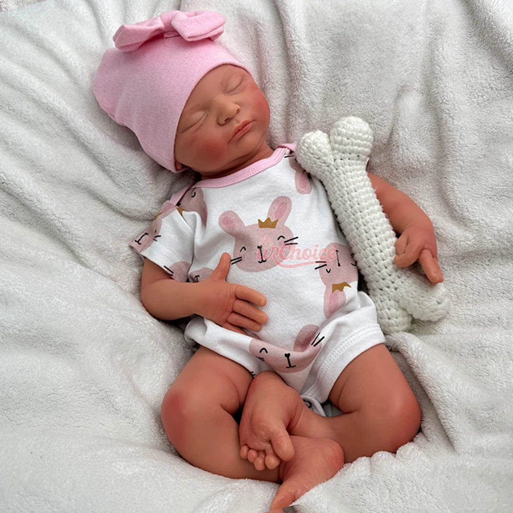 Newborn Silicone Baby Doll Full Body Weighted Hand Painted Reborn Doll Closed Eyes Lifelike Girl Collectibles DIY Reborne Artist