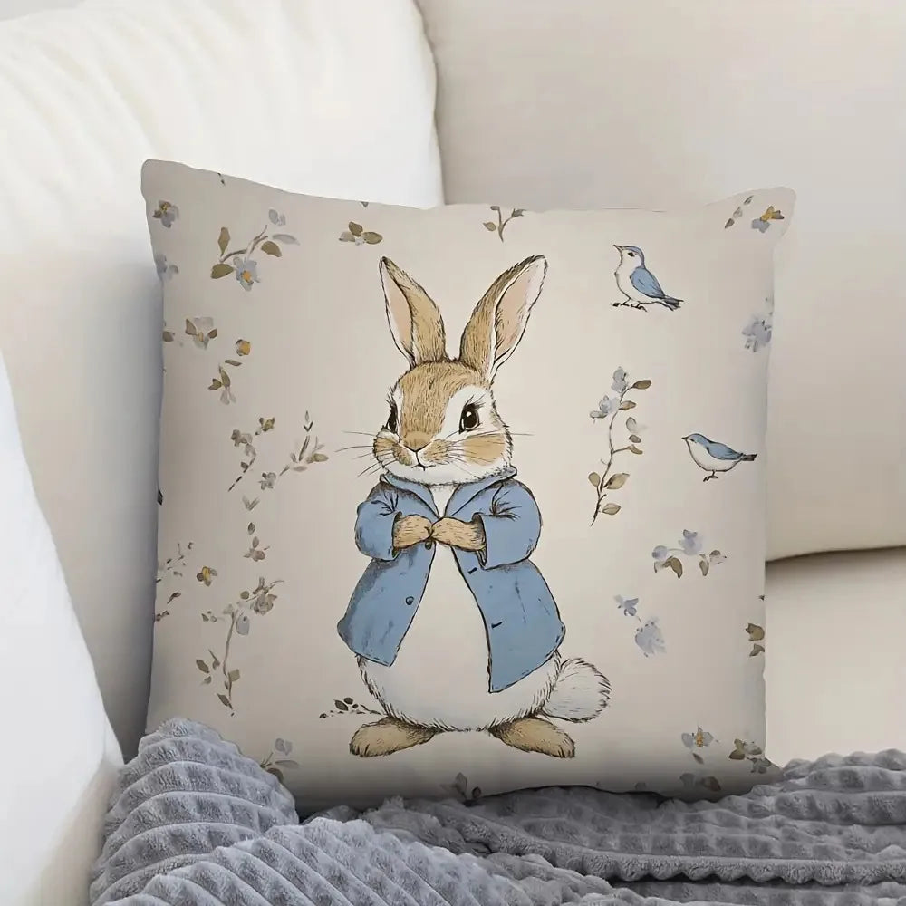 1 Peter Rabbit Easter Pillowcase 2D Double Print Classic Durable Soft Cushion Cover Home Bedroom Living Room Spring Theme Decor