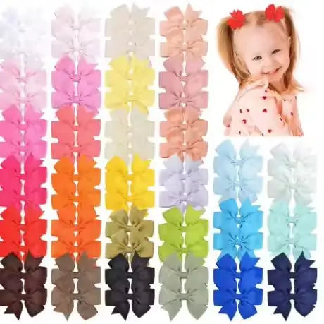 20/40/60pcs Holiday Hair Clip Baby Girls Hair AccessoriesRandom Color Bow Hair Clip Sets Simple
