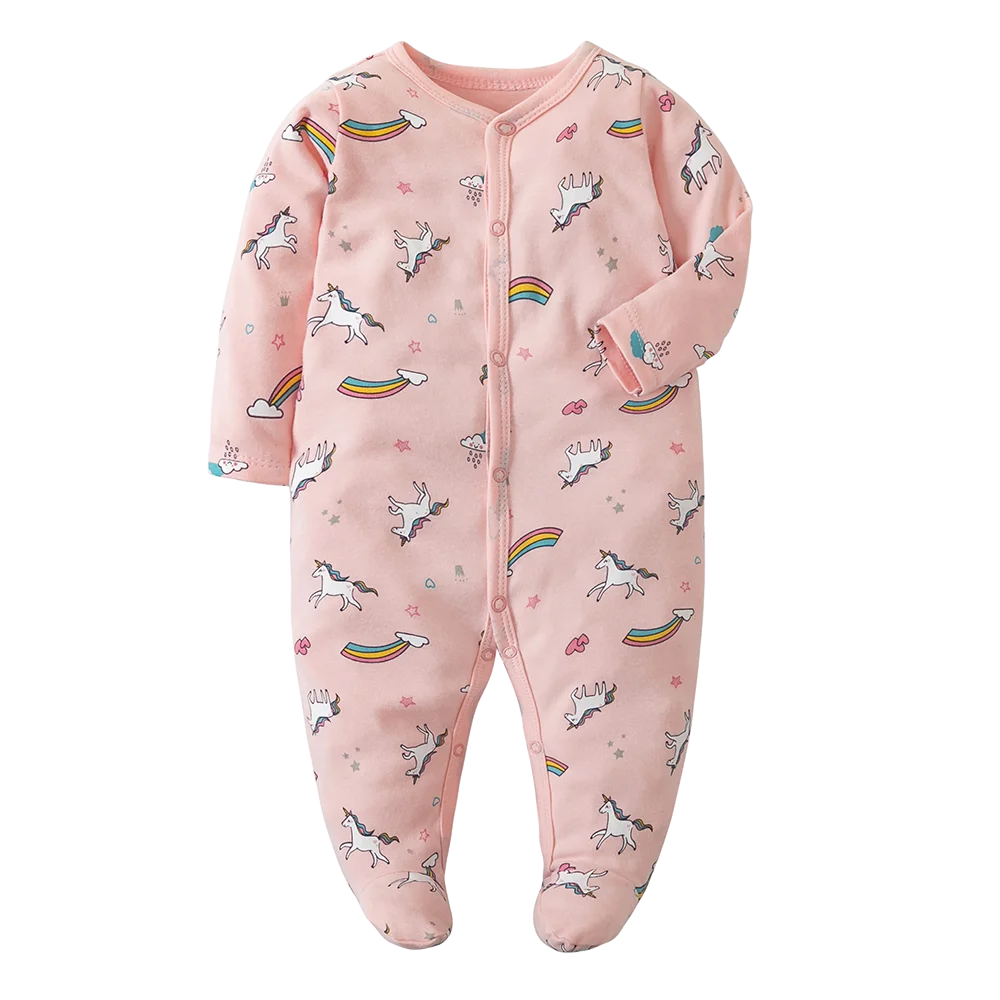 Newborn Footed Pajamas Zipper Girl and Boy Romper Long Sleeve Jumpsuit Cotton Solid White Fashion 0-12 Months Baby Clothes