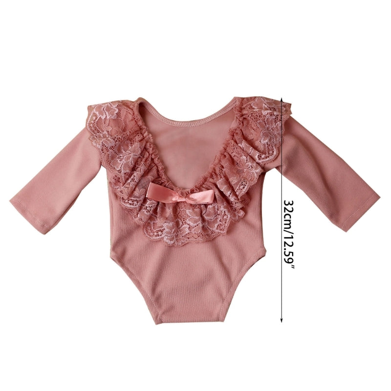 Baby Photo Clothing Lovely Princess Lace Jumpsuit Long Sleeve Romper Newborns Shower Party Elegant One-piece Photo Props A2UB