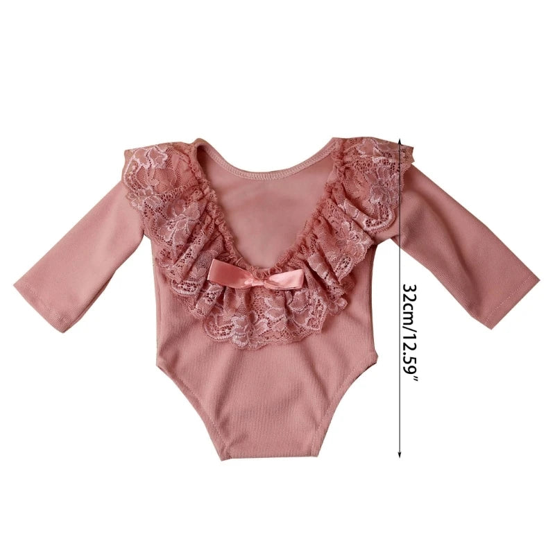 Baby Photo Clothing Lovely Princess Lace Jumpsuit Long Sleeve Romper Newborns Shower Party Elegant One-piece Photo Props A2UB