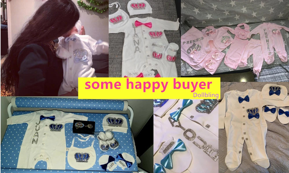 Dollbling 5pcs Newborn Welcome Home Outfits Cotton Infant Baby Nest Luxury Bedding Personalized Embroidery Blanket Set