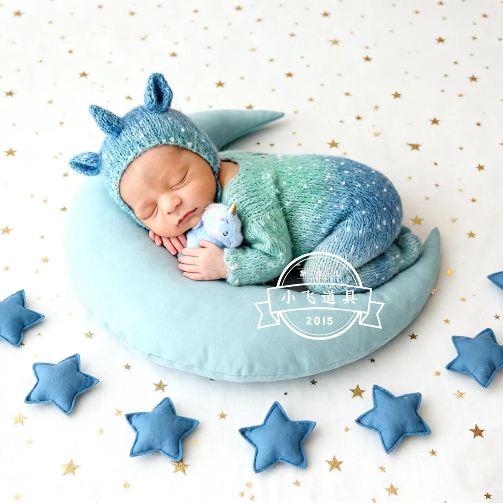 Newborn Photography Props Baby Handmade Elk Deer Outfits with Hat 2pcs for Christmas Photoshoot Studio Photo Shooting Clothing