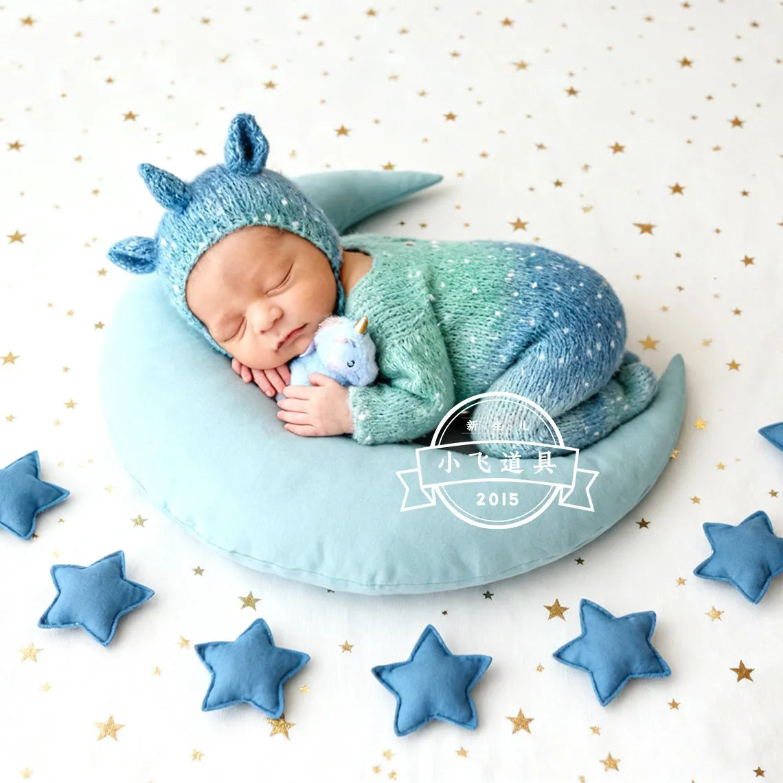 Newborn Photography Props Baby Handmade Elk Deer Outfits with Hat 2pcs for Christmas Photoshoot Studio Photo Shooting Clothing