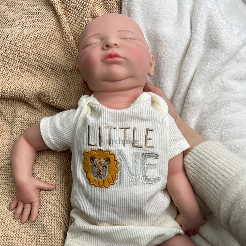 Newborn Silicone Baby Doll Full Body Weighted Hand Painted Reborn Doll Closed Eyes Lifelike Girl Collectibles