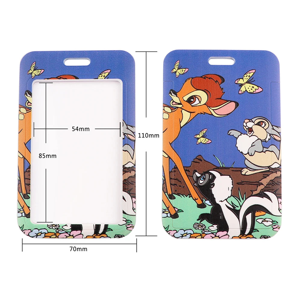 Cartoon Bambi Neck Straps Lanyard Keychain ID Credit Card Cover Pass Mobile Phone Key Ring Badge Holder Jewelry Accessories