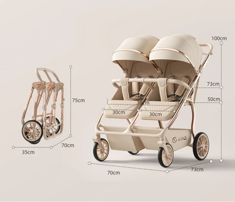 2025 New High-view Twin Baby Stroller Can Sit or Lie Down Baby Stroller Lightweight Foldable Double Baby Stroller