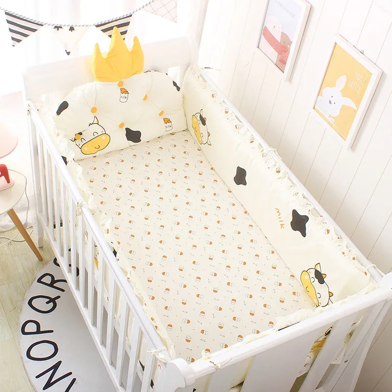 5pcs Nordic Crown Cushion Cot Bumpers Baby Bed Bedding Kit Baby Bedding Cotton Removable Washable Baby Crib Side Protector Set