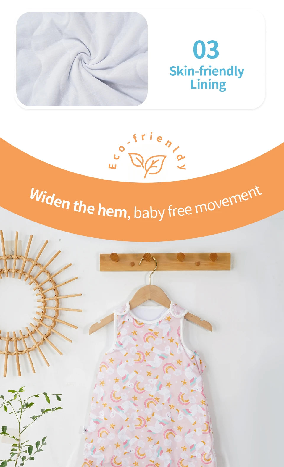 Elinfant Cozy Soft Thick Baby Sleeping Bag For Autumn Winter Sleeveless Design Sleep Sacks