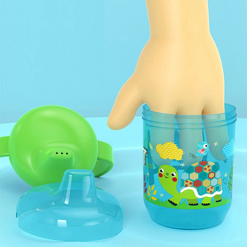 1PC Baby Anti-choking Straight Drinking Cup Special Learning Drinking Cup Duckbill Cup with Double Handle Flip Lid for Toddlers