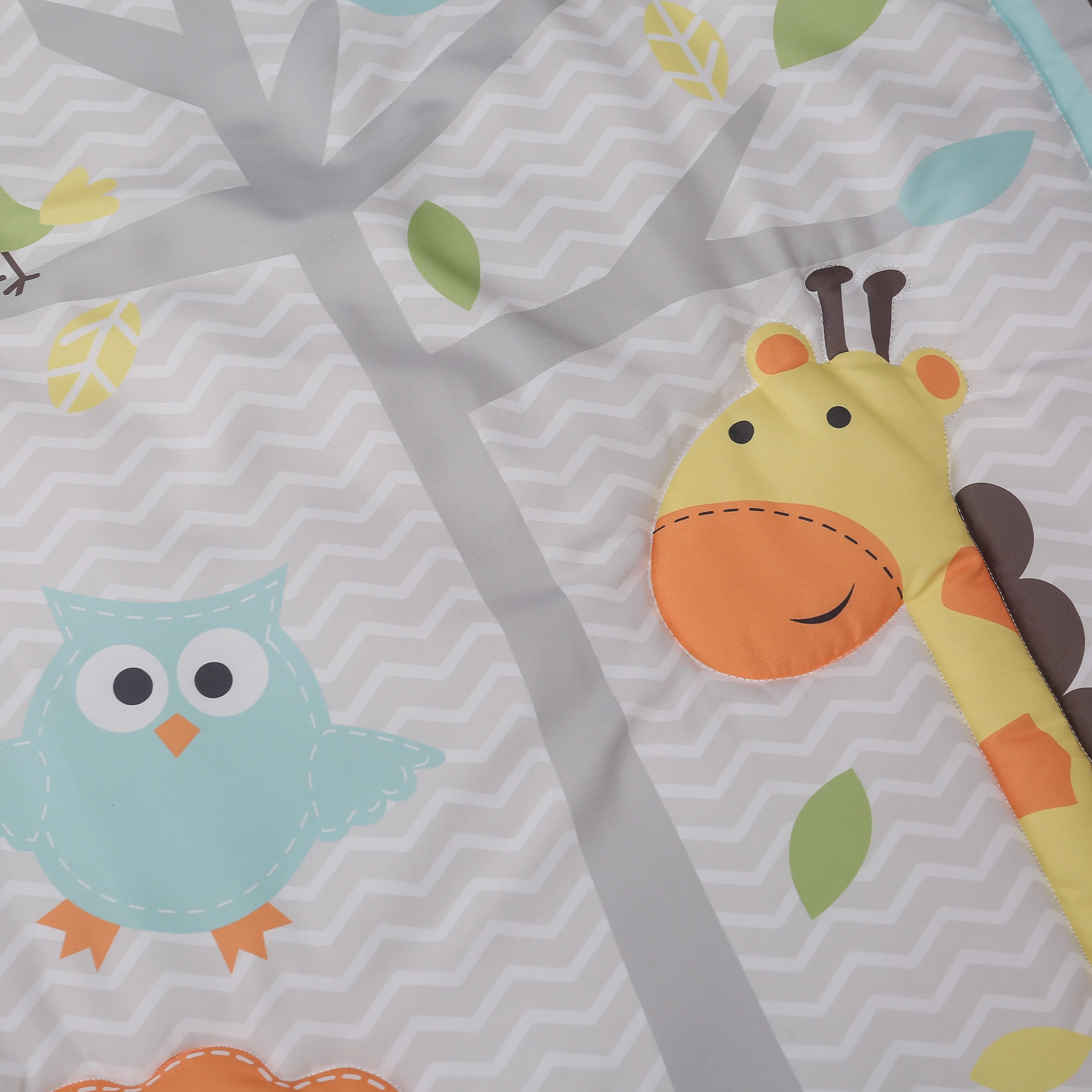 7Pcs jungle theme baby girl crib bedding set Baby Boy or Girl Unisex Cot Bedding Set (4Bumper Crib Sheet Comforter Crib Skirt)