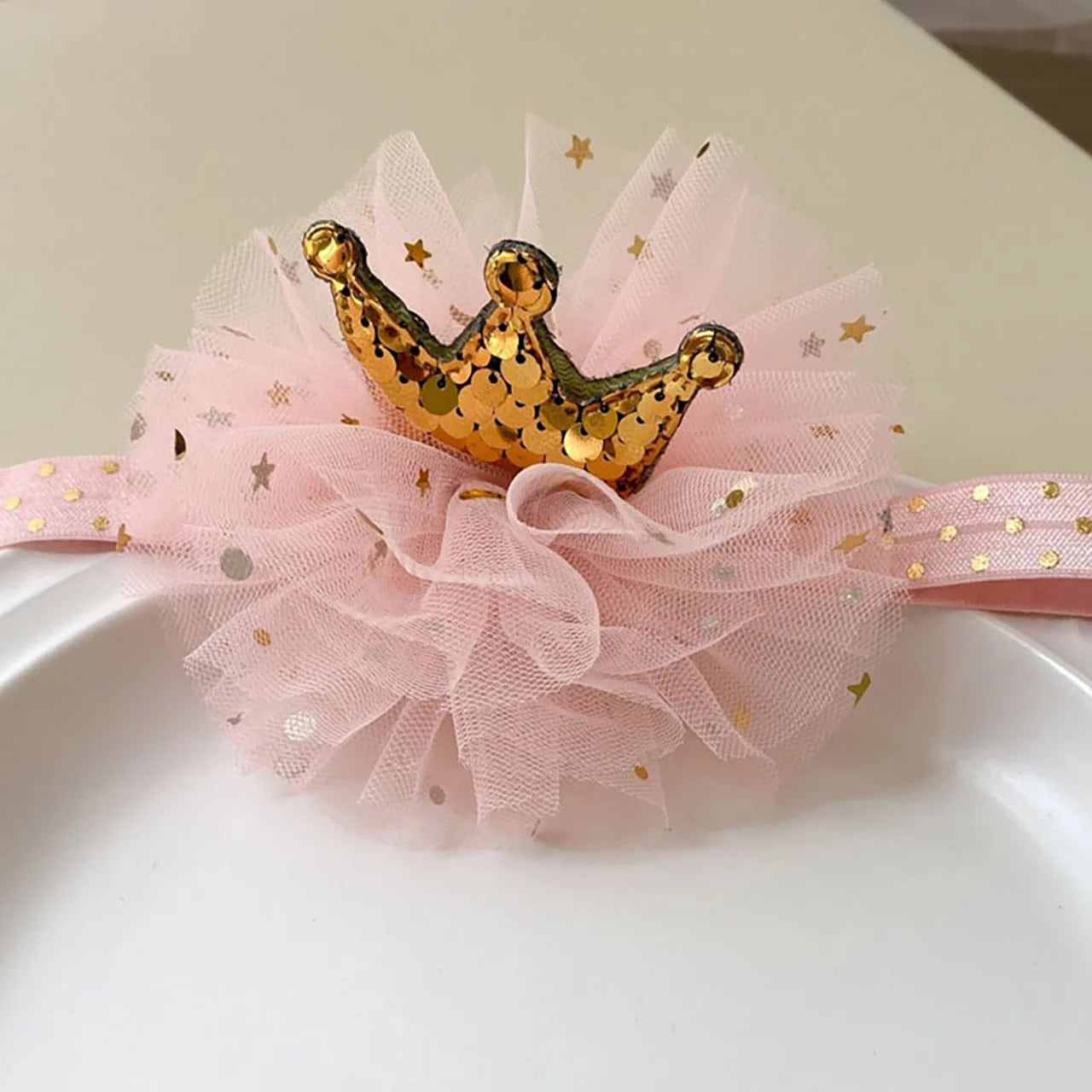 Sweet Cute Baby Hairbands Girls Princess Glitter Crown Headwear Lace Mesh Gauze Party Elastic Headbands Kids Hair Accessories