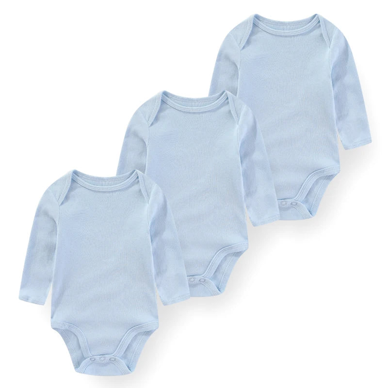 Kiddiezoom Three Piece Newborn Cartoon Long Sleeve 100 Percent Cotton Baby Bodysuits Unisex Soft Infant Onesies