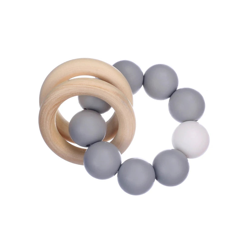 Wearable Teether Bracelet Wooden and Silicone Multicolour BPA Free