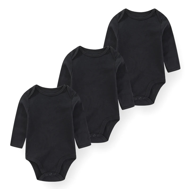 Kiddiezoom Three Piece Newborn Cartoon Long Sleeve 100 Percent Cotton Baby Bodysuits Unisex Soft Infant Onesies