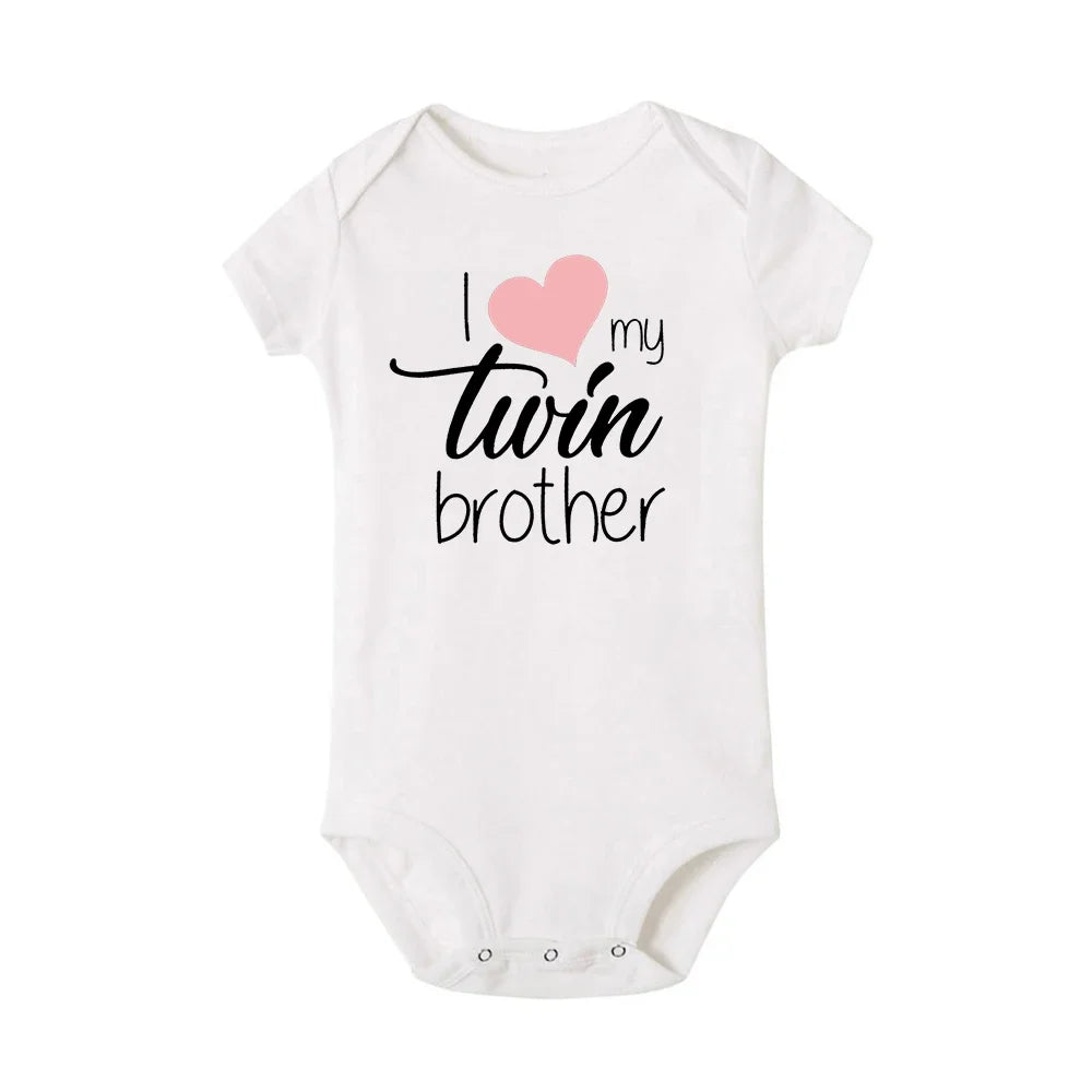 Twins Infant Bodysuit I Love My Twin Sister Brother Unisex Short Sleeve Newborn Romper Baby Gift