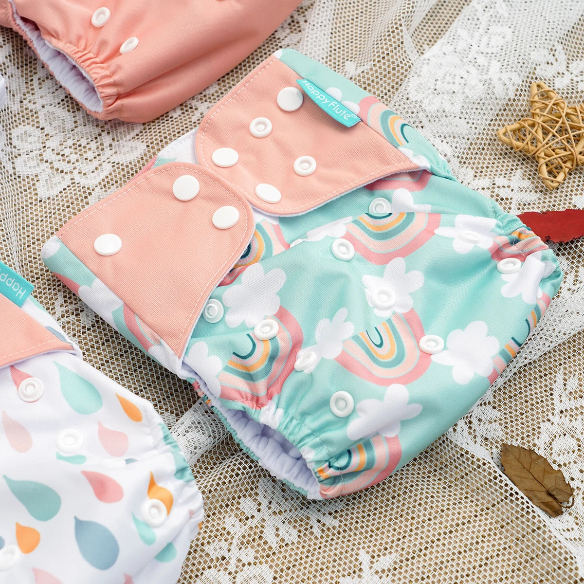 Happyflute 4Pcs/Set Eco-Friendly Cloth Diaper Ecological Reusable Baby Diapers