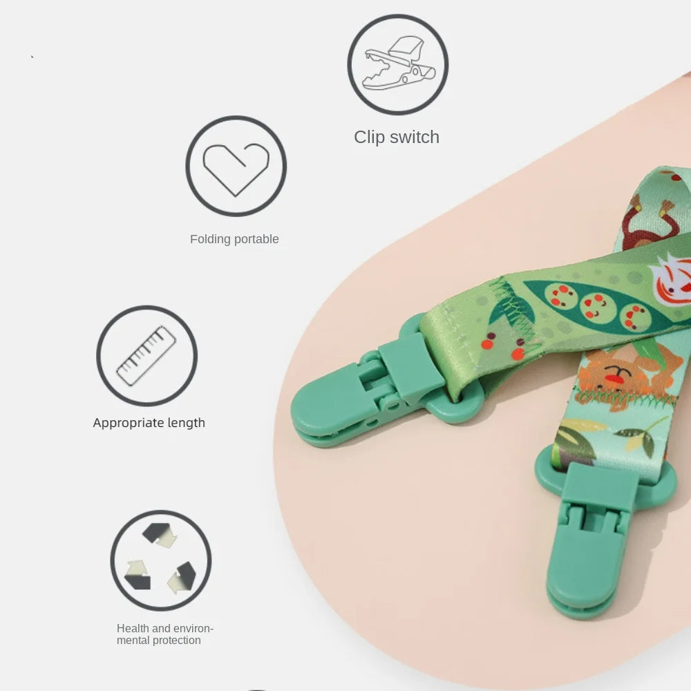 Cute Cartoon Baby Pacifier Clips Ribbon Adjustable Dummy Clip Anti-drop Buckle Strap Fixed Button Pacifier Chain
