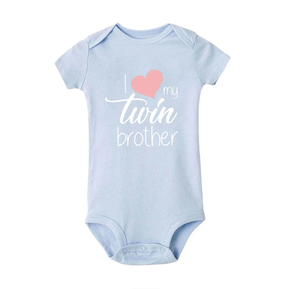 Twins Infant Bodysuit I Love My Twin Sister Brother Unisex Short Sleeve Newborn Romper Baby Gift