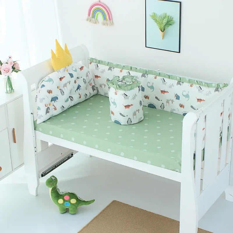 5pcs Nordic Crown Cushion Cot Bumpers Baby Bed Bedding Kit Baby Bedding Cotton Removable Washable Baby Crib Side Protector Set