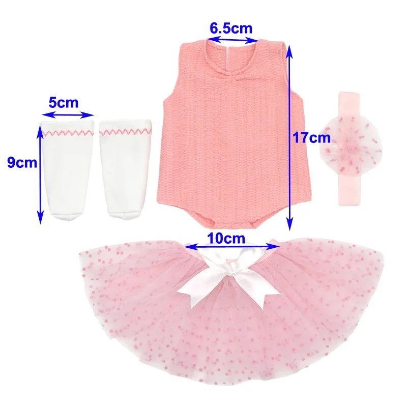 14 Inch Baby Doll Pink Dress 36cm Girl Doll Clothes Outfit Rompers Toys Clothing
