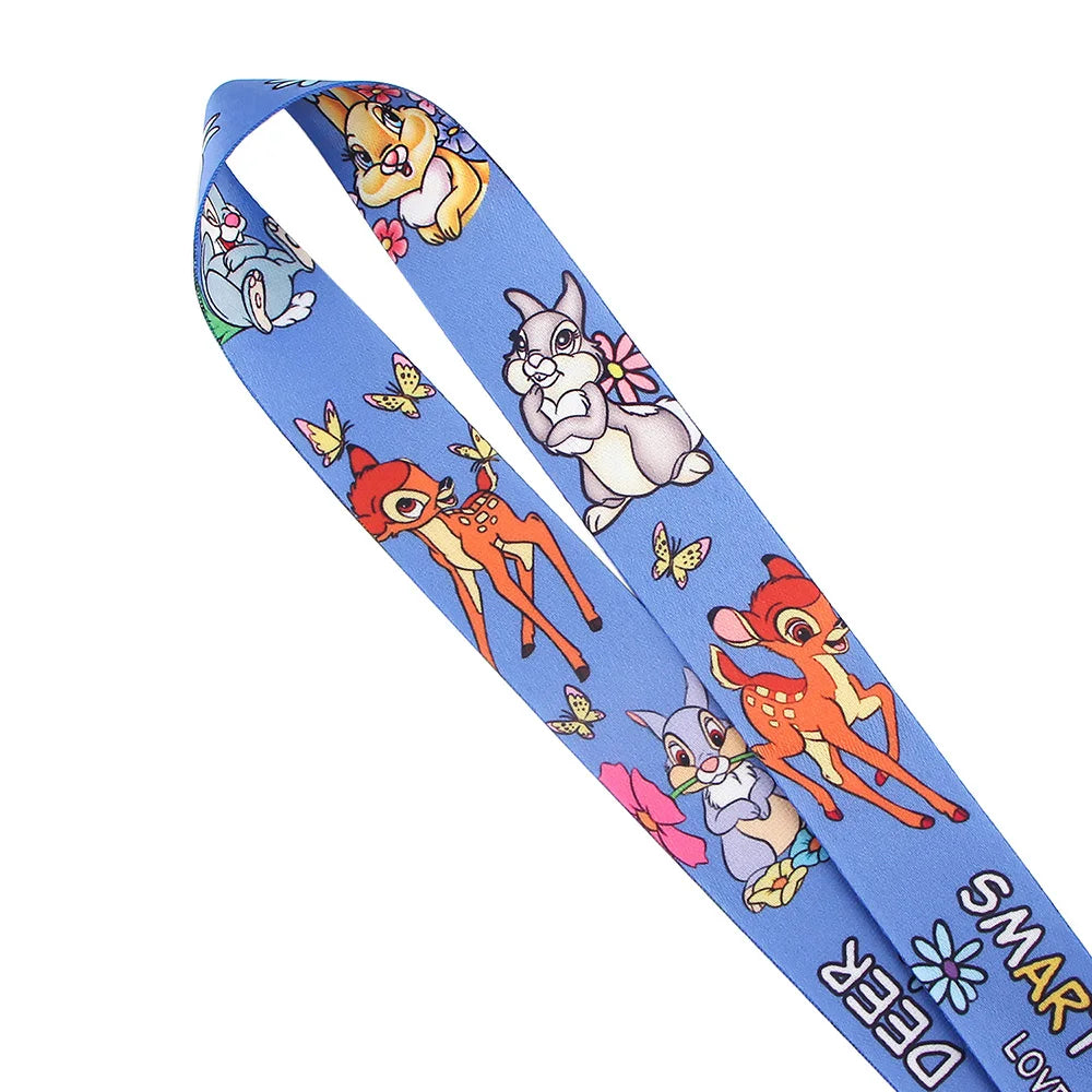 Cartoon Bambi Neck Straps Lanyard Keychain ID Credit Card Cover Pass Mobile Phone Key Ring Badge Holder Jewelry Accessories