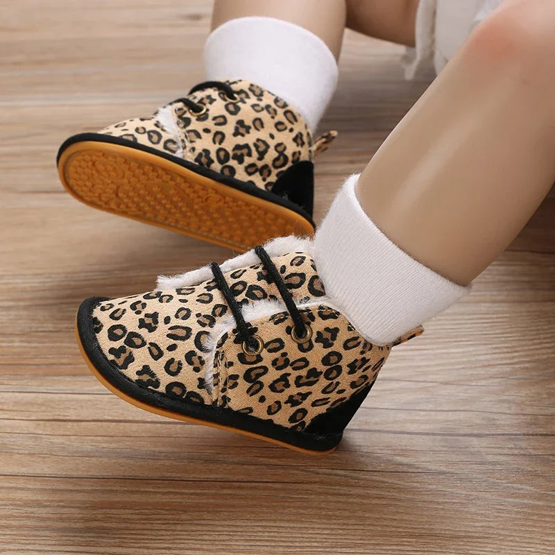 0-18M For Newbor Winter Baby Boots For Boys And Girls Walking Shoes With Lace Up Comfortable And Soft for Pre-School Children