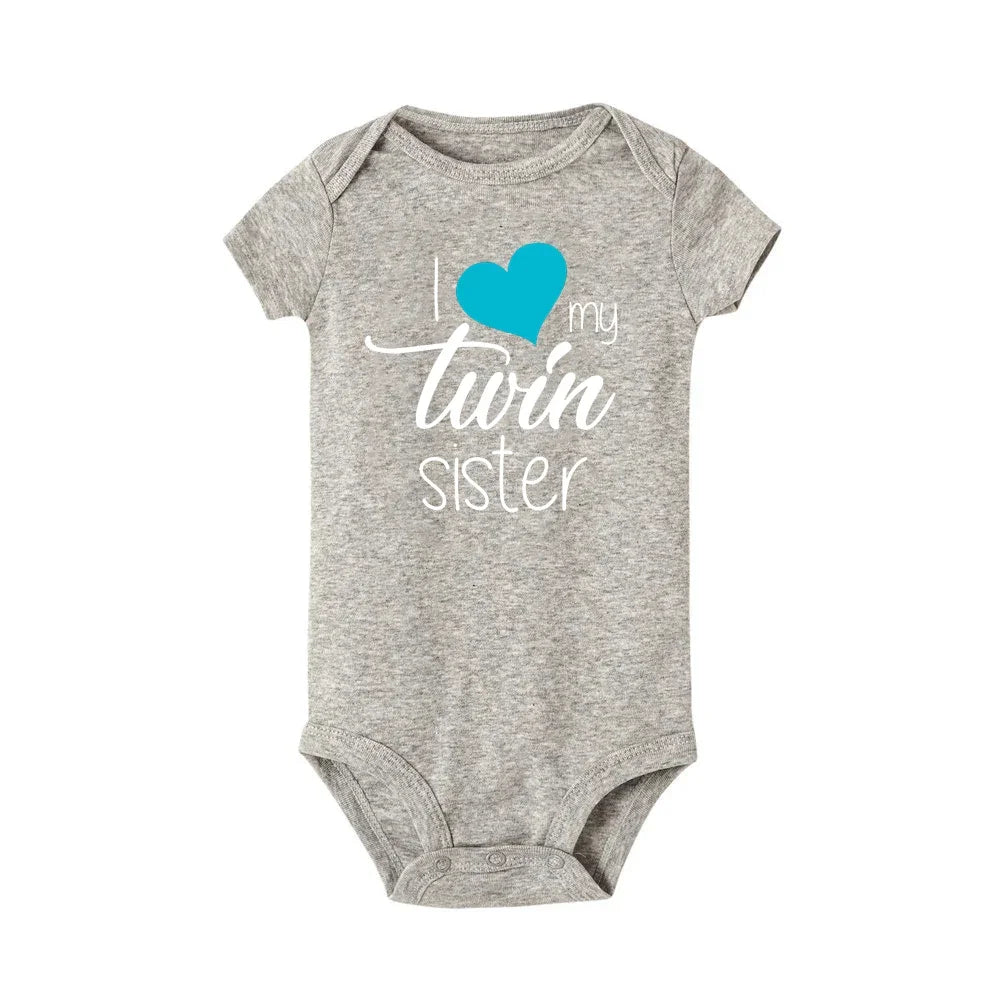 Twins Infant Bodysuit I Love My Twin Sister Brother Unisex Short Sleeve Newborn Romper Baby Gift