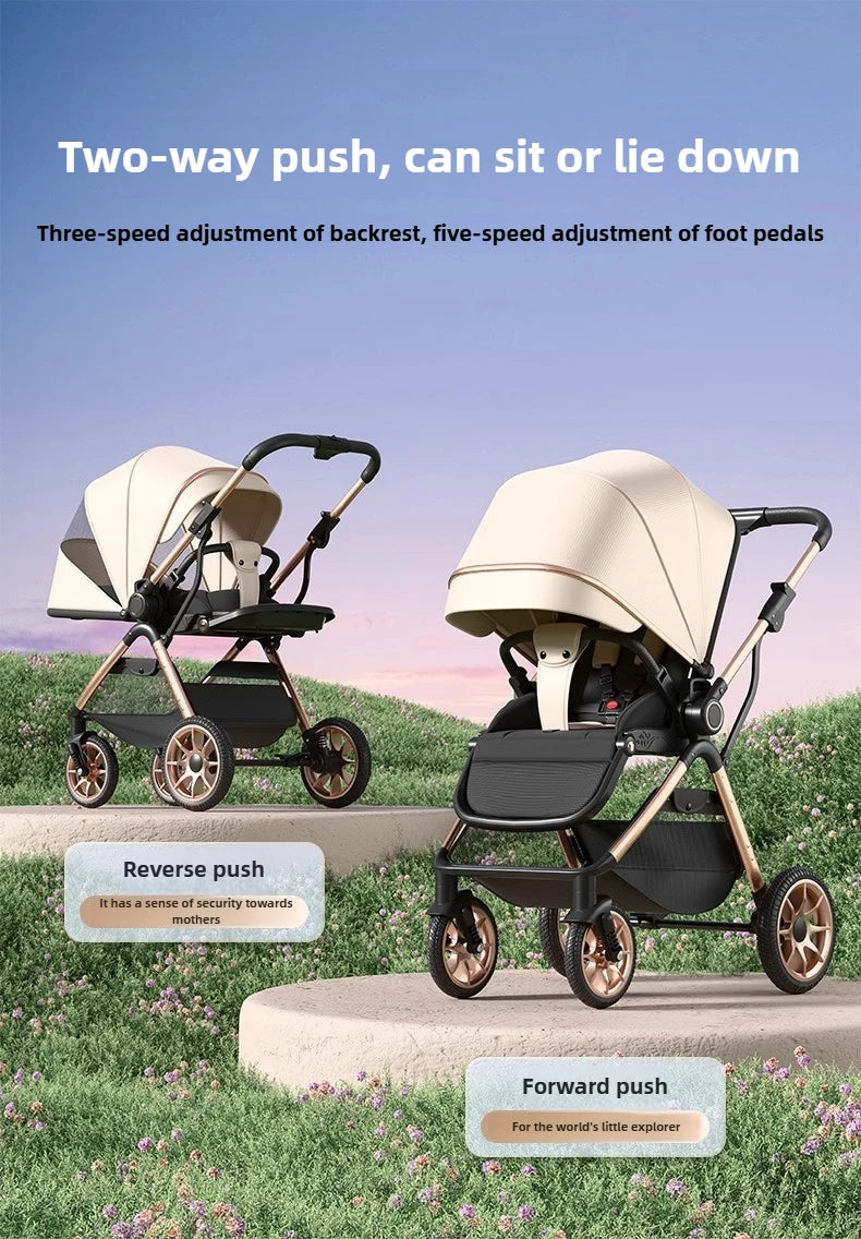 2025 New High-view Baby Stroller Can Sit or Lie Down Two-way Push, Lightweight, Foldable and Portable Baby Stroller
