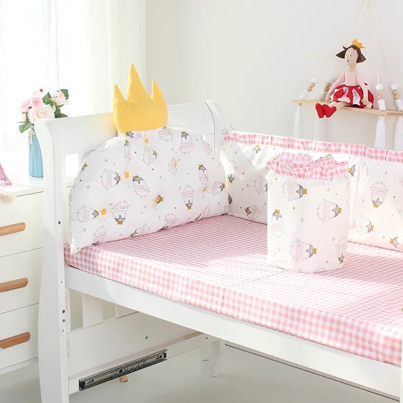 5pcs Nordic Crown Cushion Cot Bumpers Baby Bed Bedding Kit Baby Bedding Cotton Removable Washable Baby Crib Side Protector Set