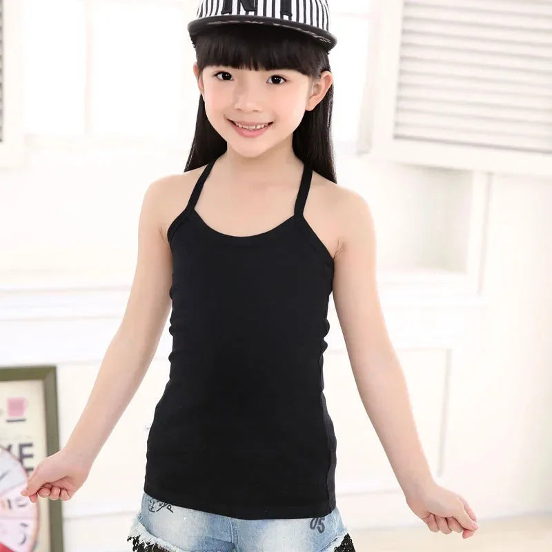 Kids Cotton Sleeveless Tank Top – Solid Colours, 2–11 Years